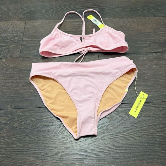 Summersalt Women’s 6 Light Pink High Dive Swim Top Classic Turn Down Bottom Swim - Picture 1 of 3